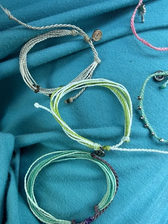 PacSun Braided Friendship Bracelets in Pink, Green, Cream, Teal - Picture 3 of 3
